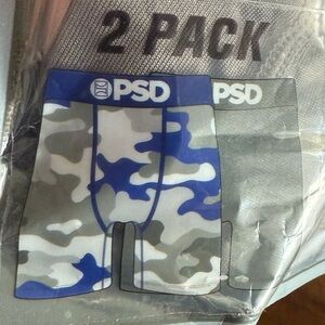 PSD Mens XXL 44-46 Boxer Briefs Underwear 2 Pack blue gray Camo stretch comfort
